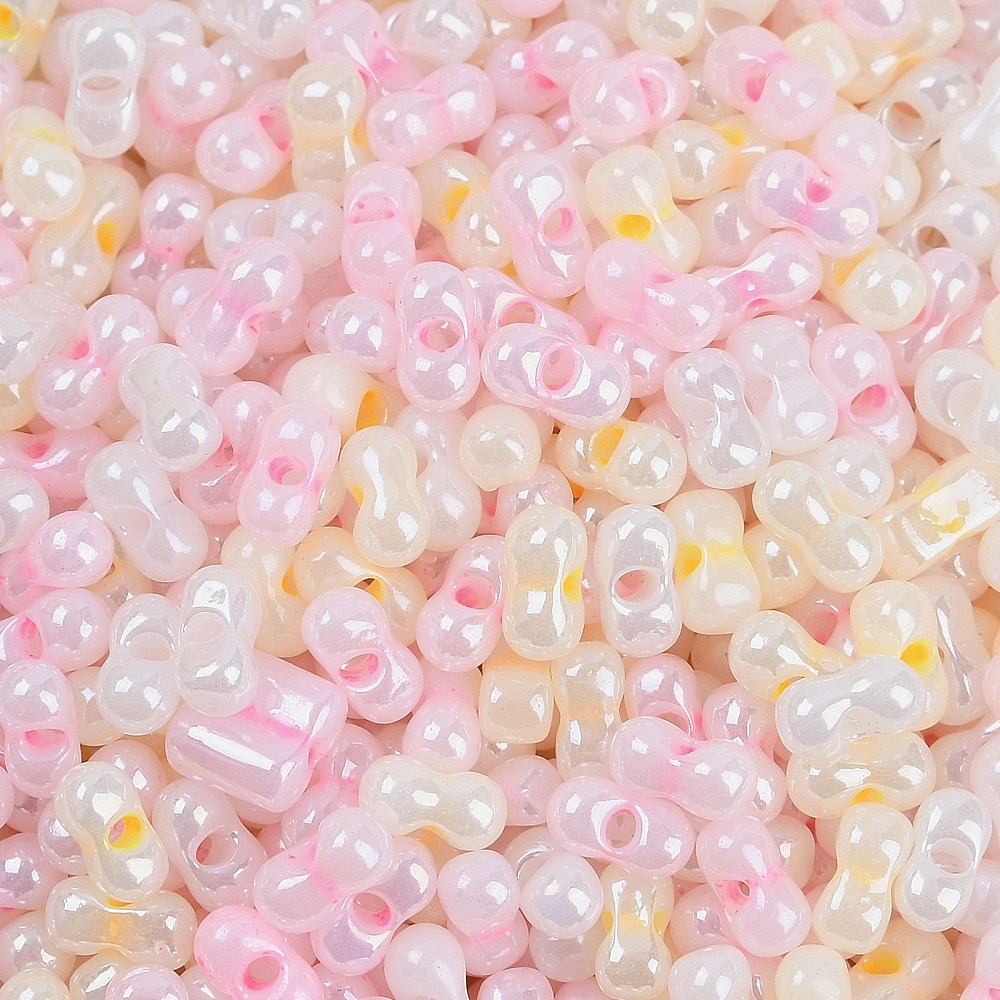 1pound Glass Seed Beads Round Hole Peanut Pink 3.5x6x3.5mm Hole: 0.8mm about 4500pcs/pound