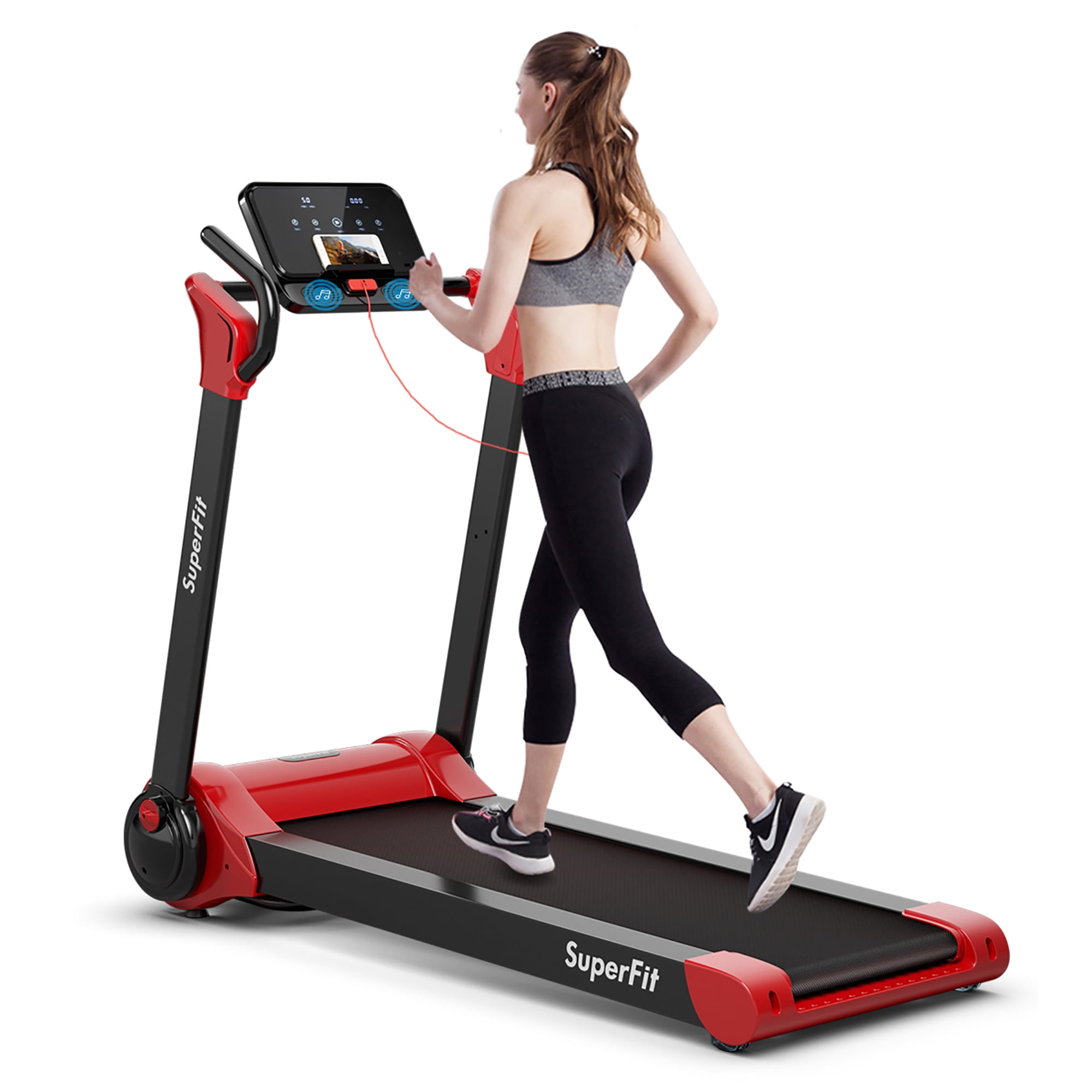 Superfit 2.25HP Folding Electric Motorized Treadmill w Speaker Red Walmart