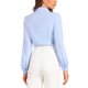 thumbnail image 3 of INSPIRAR CHIC Blusa de Mujer con Botones Leotardo Cuello Peter Pan de Manga Larga Tops de Negocios S Azul Claro, 3 of 5
