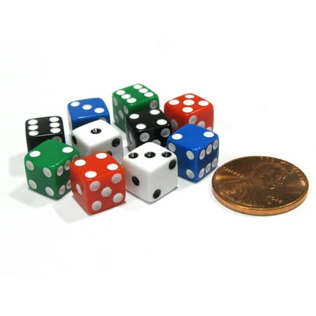 10 Assortment - Koplow Games Set of 10 8mm Six-Sided D6 Small Square-Edge Dice - Assortment of Five Colors #0728x