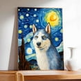 thumbnail image 2 of Siberian Husky Dog Art Canvas, Starry Night Van Gogh Oil Painting Art Print Poster Wall Decor Inspired Pomeranian Dog Pet Family Friend Peace, 2 of 4
