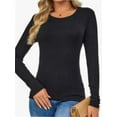 thumbnail image 3 of Women's Shirt Round Neck Fitted Top Casual Bottom Shirt Slim Basic T Shirt, 3 of 4