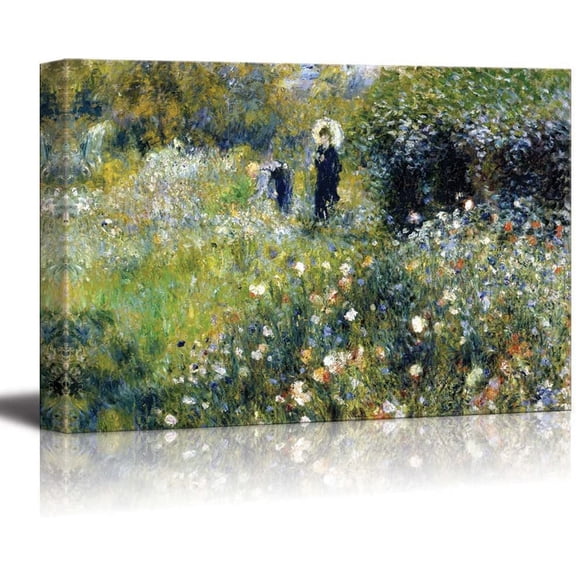 VELVET Woman with a Parasol in a Garden by PierreAuguste Renoir Canvas Print Wall Art Famous Painting Reproduction 14x11inch Framed