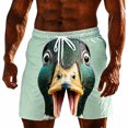 thumbnail image 4 of Fun 3D Animal Face Print Mens Casual Shorts Elastic Drawstring Loose Summer Beach Shorts, 4 of 4