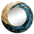 thumbnail image 2 of Designart "Golden Azure Swirl Simplistic Pottery" Abstract Spirals Rund Mirror For Wall Decor - Large Gold Round Printed Mirror - Modern Round Office Mirror - 29" x 29", 2 of 6