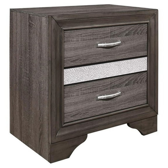 Lexicon Luster 3-Drawers Contemporary Wood Nightstand in Gray and Silver Glitter