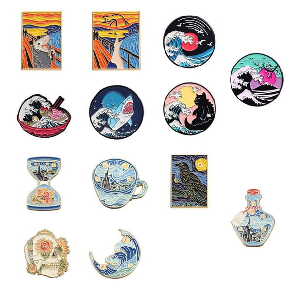 Juego de broches, blusa artística, estilo pintura al óleo creativa