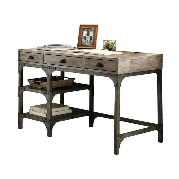 24-inch Deep Workspace Desk With Rustic Details Heavy-duty Work Construction