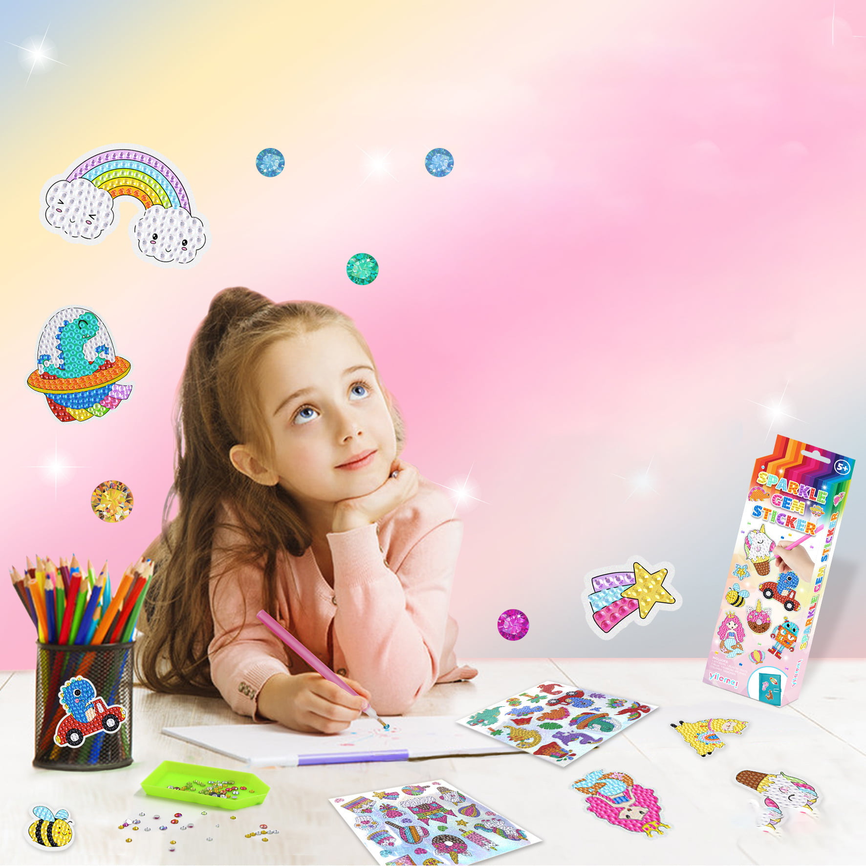 Gem Diamond Painting Kit For Kids, Handmade Diamond Painting 5D