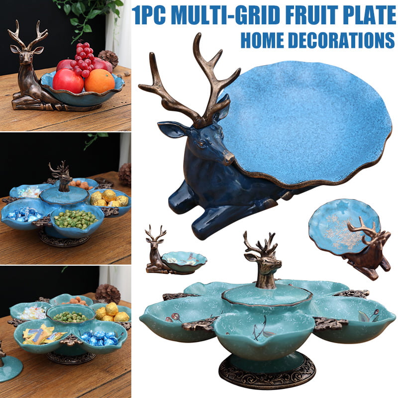 Creative Resin Antlers Fruit Bowl for Living Room Home Crafts Plate Tray Arrangement
