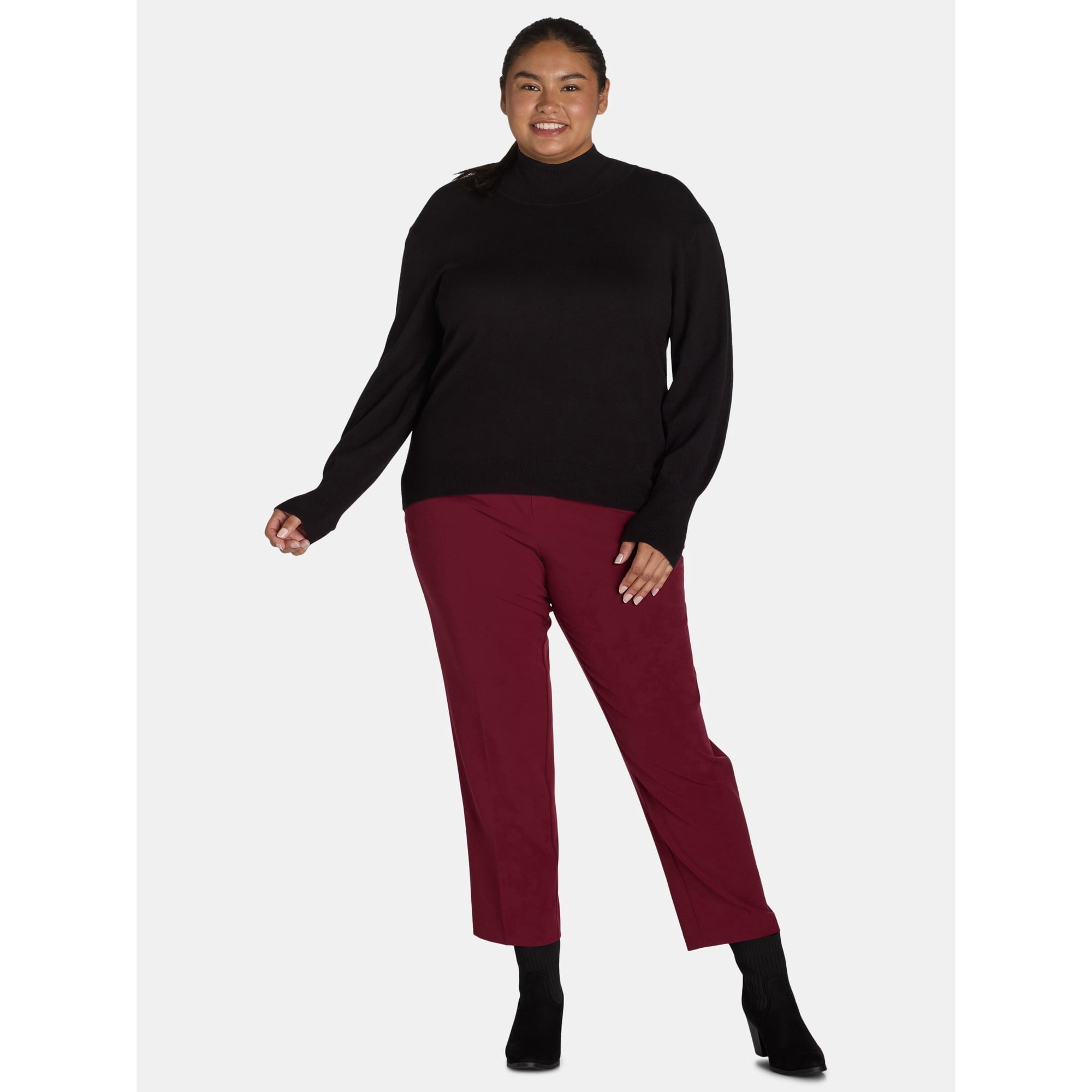 Just My Size by Hanes Women's Plus Tummy Control Dress Pants, Sizes 0X-4X, Regular & Petite