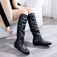 thumbnail image 4 of Women's Knee High Boots Winter Comfy Slip On Riding Boots Ladies Thigh High Flat Wide Mid Calf Boots, 4 of 6
