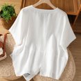 thumbnail image 4 of mfyjkho Tops Para Hacer Ejercicio, Suéter De Manga Corta Con Cuello En V Y Bordado De Lino Sintético Para Mujer, Top De Moda Tops Para Hacer Ejercicio M, 4 of 8