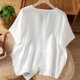 thumbnail image 4 of mfyjkho Tops De Tallas Grandes, Suéter De Manga Corta Con Cuello En V Y Bordado De Lino Sintético Para Mujer, Top De Moda Tops De Tallas Grandes Xxl, 4 of 8