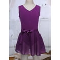 thumbnail image 6 of Doomiva Kids Girls Dance Outfit Sleeveless Cotton Gymnastics Leotard with Chiffon Tied Skirt Set Dark Purple XXL, 6 of 7