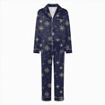 thumbnail image 4 of NOLDARES Family Christmas Pajamas Matching Sets Button Down Xmas Pjs Sets Holiday Sleepwear Long Sleeve Nightwear,A510-Navy, 4 of 9