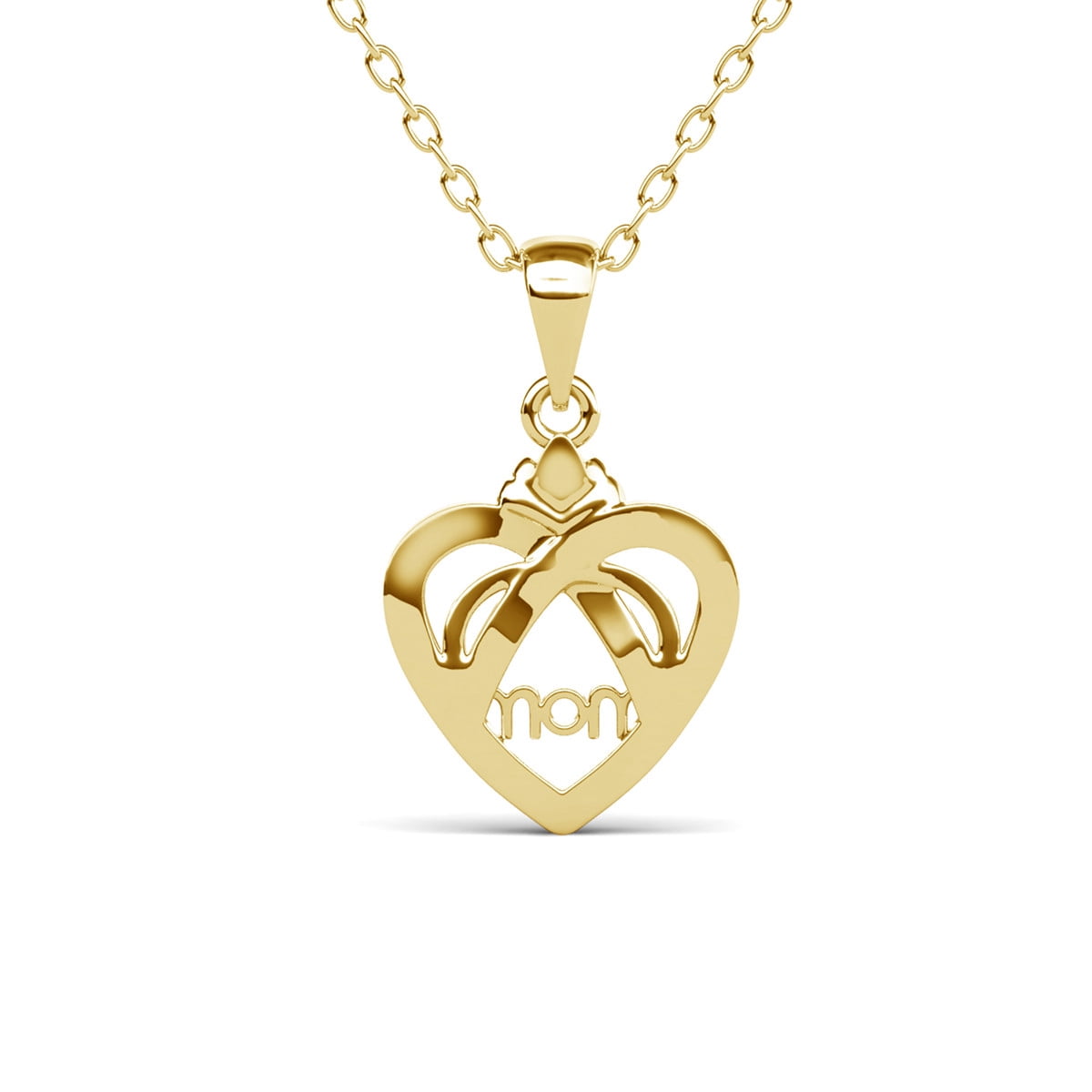 Cate & Chloe Jenna 18k Yellow Gold Plated Mom Heart Necklace with Simulated Diamonds for Women