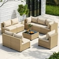 thumbnail image 7 of Poteban Patio Furniture Sets, Modular Rattan Outdoor Patio Sectional Furniture Sofa Set, Yellow Wicker Patio Conversation Set for Backyard,9PCS, 7 of 7
