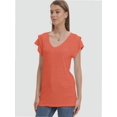 thumbnail image 4 of Womens Summer Tops Ruffle Short Sleeve V Neck T-Shirts Casual Loose Fit, 4 of 6