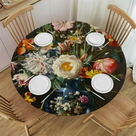 

Patifu Flowers Bird Round Tablecloth 100% Polyester Stain Resistant Washable for Indoor Outdoor Kitchen Dining Wedding Parties Table Cover Various Sizes 42 -46