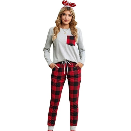 

RABBITH Women Pajamas Suit Jog Clothes Washable Long Sleeve Clothes Set