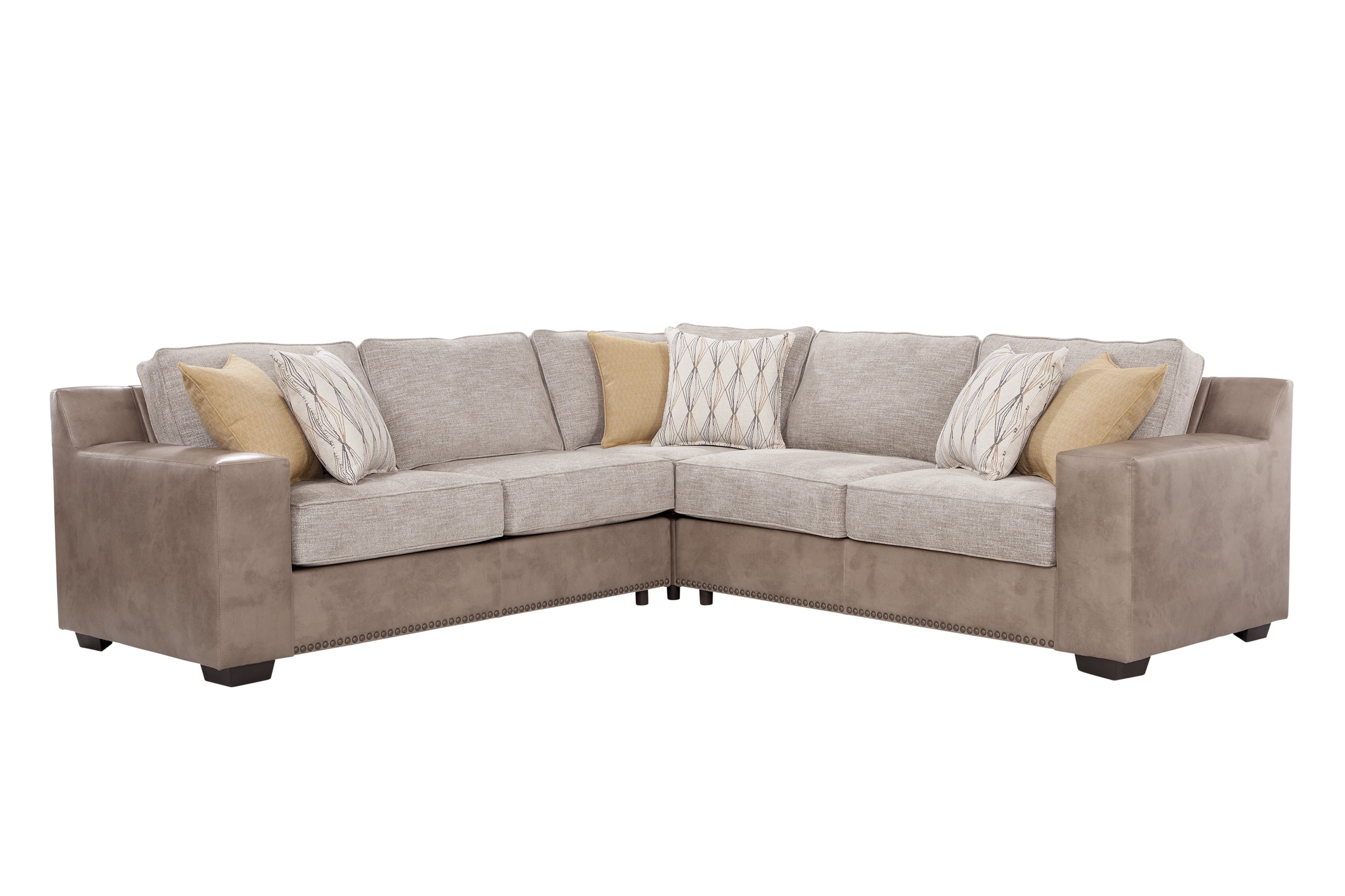 American Furniture Classics Three Piece Sectional Sofa in Parchment Chenille Fabric