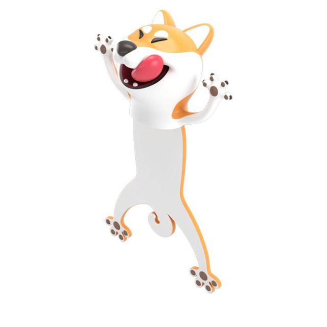 Marcapáginas creativo tridimensional de animales 3D Shiba Inu 1St Rojo Verde