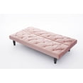 thumbnail image 5 of Futon Sofa Bed, Convertible Sleeper Couch with Adjustable Backrest, Modern Tufted Upholstered Couch without Armrest, for Studio, Bedroom, Office, Apartment, Baby Pink, 5 of 7