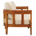 thumbnail image 4 of SAFAVIEH Owen Teak Wood Outdoor Sofa, Natural/Taupe, 4 of 11