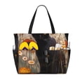 thumbnail image 1 of Kdxio Black Cat in Wildflowers Pattern Large Capacity Beach Travel Bag with Zipper Multiple Pockets Foldable Waterproof Tote for Pool Gym Camping Travel, 1 of 7