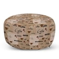 thumbnail image 1 of Coffee Pouf Cover with Zipper, Coffee Words Different Typographies Beans Cups on Abstract Vintage Backdrop, Soft Decorative Fabric Unstuffed Case, 30" W X 17.3" L, Pale Brown Black, by Ambesonne, 1 of 5