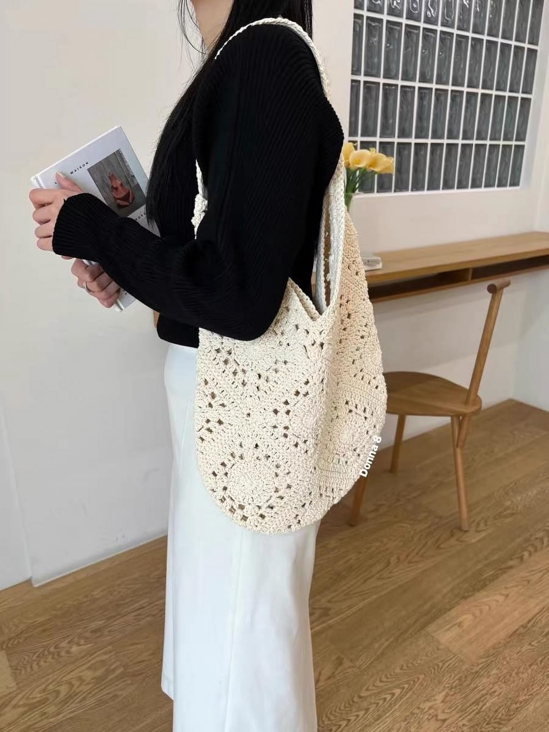 Crochet Beach Bag Beach Bags for Women Soft Summer Beach Tote Woven Purses for Summer Vacation