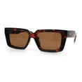 thumbnail image 5 of Retro Hipster Thick Beveled Frame Horn Rim Square Rectangle Sunglasses Tortoise - Brown, 5 of 6