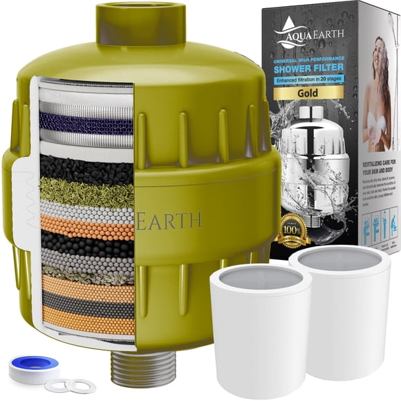 Filtro de cabezal de ducha Aqua Earth de 20 etapas para agua dura