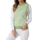 thumbnail image 4 of Suéter sin mangas de cuello redondo de cuadros houndstooth de INSPIRE CHIC para mujer, color verde M, 4 of 5