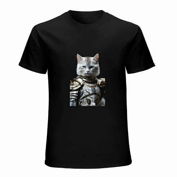 Blue Eyes Armor Cat Tee Shirt Cute kitten short sleeve Christmas Gift for Cat Lover