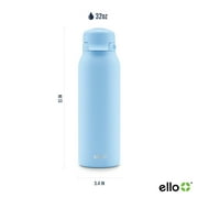Ello Flip & Fill 32oz Insulated Stainless Steel Water Bottle, Leak-Proof Straw Lid, Blue