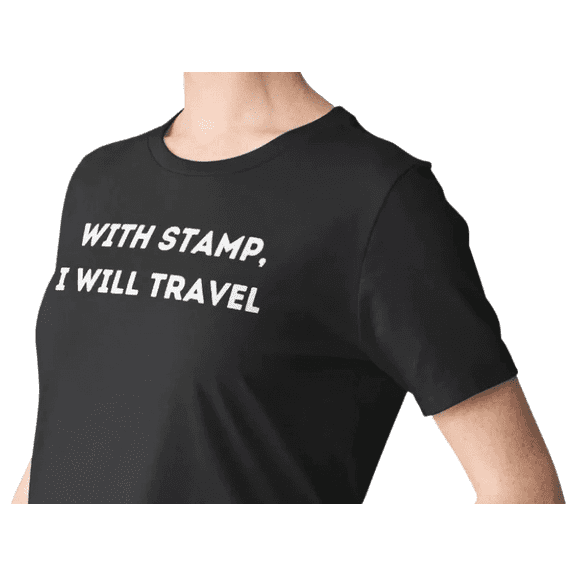 Notary Public T-Shirt – “With Stamp, I Will Travel” Funny Notary Shirt, 100% Cotton Unisex Tee