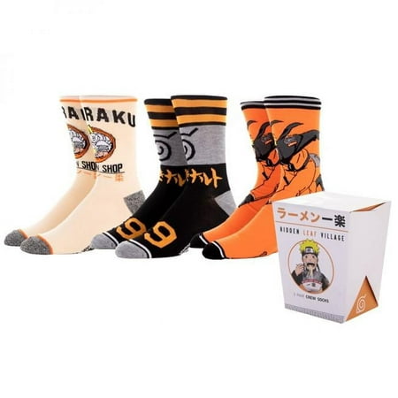 Naruto Shippuden Ramen Anime cartoon Character Casual Crew Socks Set for Men 3-Pack