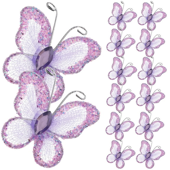 Milisten  50 Pcs Butterflies for Crafting Invitation Fake Baby Purple
