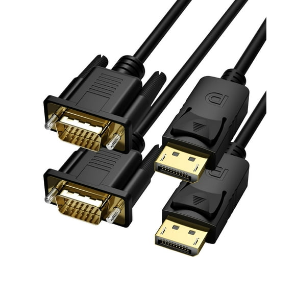 Foboiu 2 Pack DisplayPort to VGA 6ft, 6 Feet DisplayPort to VGA Adapter DP to VGA Cable Connects DP Port from Desktop Laptop to Monitor or Projector with VGA Port, Display Port to Vga Male to Male