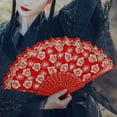 thumbnail image 2 of Kripyery Retro Lace Folding Fan Portable Lightweight Chinese Dance Handheld Fan Cherry Blossom Pattern Elegant Women's Fan with Tassel for Dance Performance Photography Props, 2 of 8