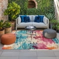 thumbnail image 2 of Teal Pink Orange Outdoor Rug for Patio/Deck/Porch, Non-Slip Large Area Rug 5 x 8 Ft, Boho Vintage Abstract Splashing Art Indoor Outdoor Rugs Washable Area Rugs, Reversible Camping Rug Carpet Runner, 2 of 8