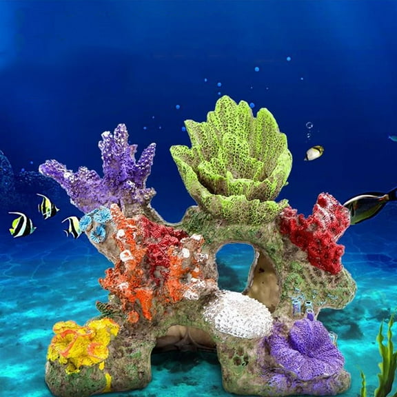 PBPBOX 2Pcs Resin Coral Aquarium Decorations Assorted Color Realistic Fish Tank Ornamental