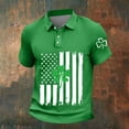 thumbnail image 2 of Xcmzpl Mens Short Sleeve Golf Shirt Waffle Knit Collared T Shirt with St Patricks Day and American Flag Prints Casual Tennis Daily Shirt, 2 of 6