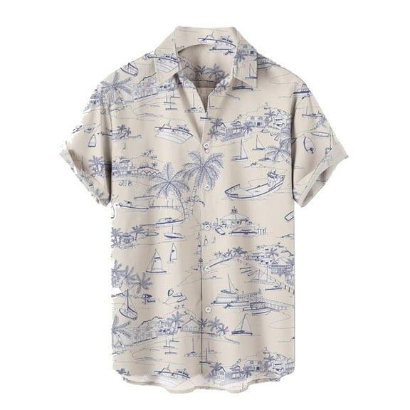 Akiihool Mens Hawaiian Shirts Funny Park Men's Tropical Raptor Pattern Button Down Shirt (Khaki,XL)
