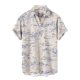 thumbnail image 1 of Camisas Hombre Vestir Top de camisa con estampado de solapa de manga corta informal de primavera y verano para hombre (Khaki, M), 1 of 2