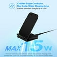 thumbnail image 3 of ABCPOW 2Pack Fast Wireless Charger Stand15W Wireless Charger Pad Cordless Charging Station Android Phone Holder Dock Compatible for iPhone 17 16 15 14 Samsung Galaxy S25 S24 S23 Ultra S22 Plus,Black, 3 of 8