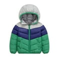 thumbnail image 3 of CPNG Boys Girls Zip Up Colour Block Coats Lightweight Padded Down Jacket Warm Packable Hooded Winter Outerwear Puffer Hooded Jackets with Pockets, 3 of 5