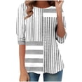 thumbnail image 4 of Njagoc3 Womens Fashion Printed T-shirt 3/4 Sleeves Blouse Round Neck Casual Blouse Tops, 4 of 6